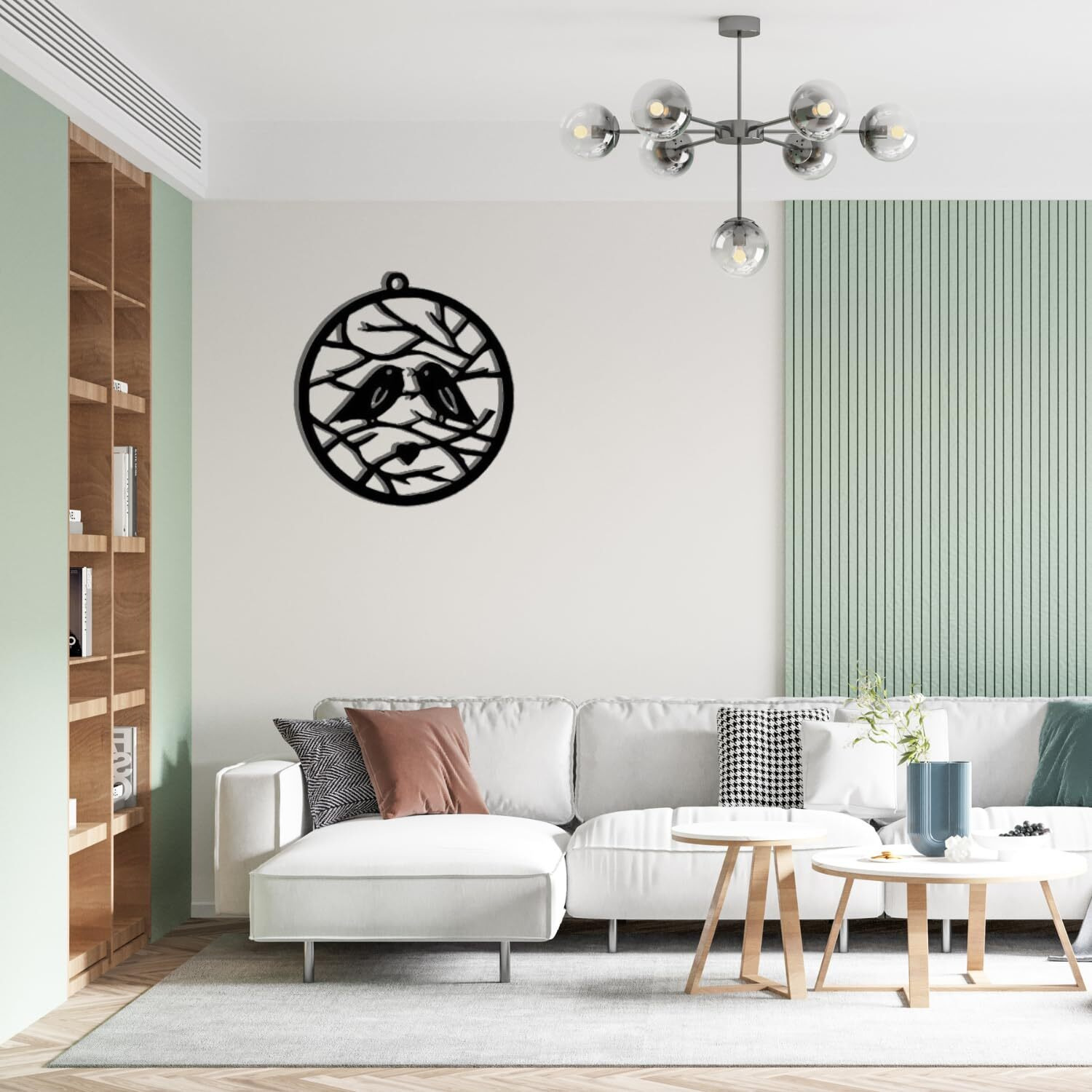 Irondeep Metal Wall Art Tree And Birds -3D Wall Silhouette Metal Wall Decor Home Office Decoration Hallway Living Room Decor Sculpture - Steel Wall Decor, Black Set Of 2