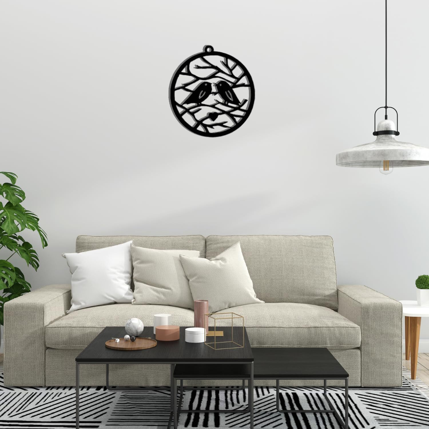 Irondeep Metal Wall Art Tree And Birds -3D Wall Silhouette Metal Wall Decor Home Office Decoration Hallway Living Room Decor Sculpture - Steel Wall Decor, Black Set Of 2