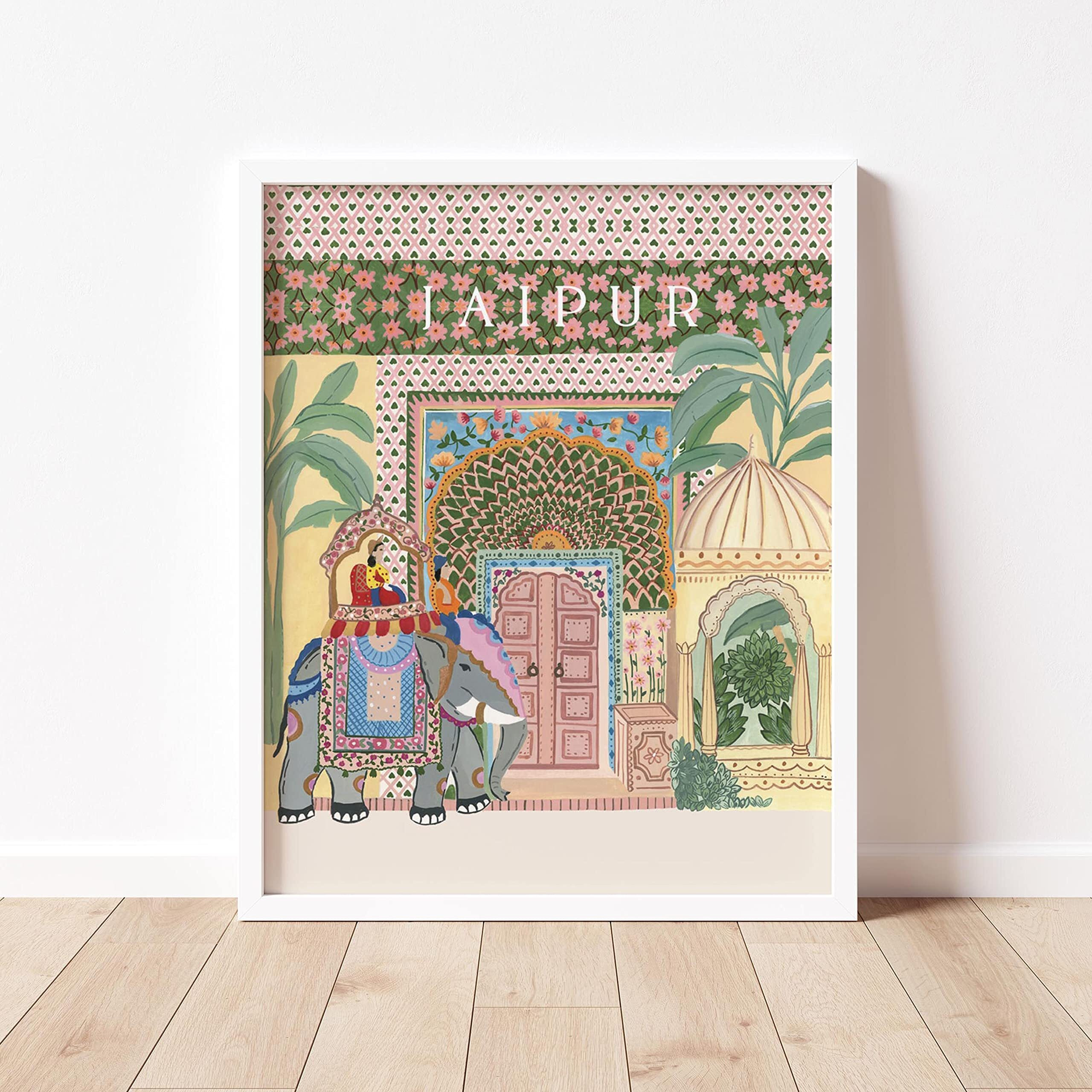The Spring Palette | Jaipur - Travel Inspired Modern Wall Painting | Modern Art Painting For Living Room Bed Room And Office | 11 X 14 Inches (White Frame)
