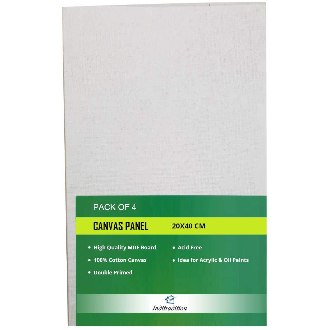 Inditradition Rectangular Cotton Canvas Board Medium Grain - 20 X 40 Cm | 8 X 16 Inches (Pack Of 4)