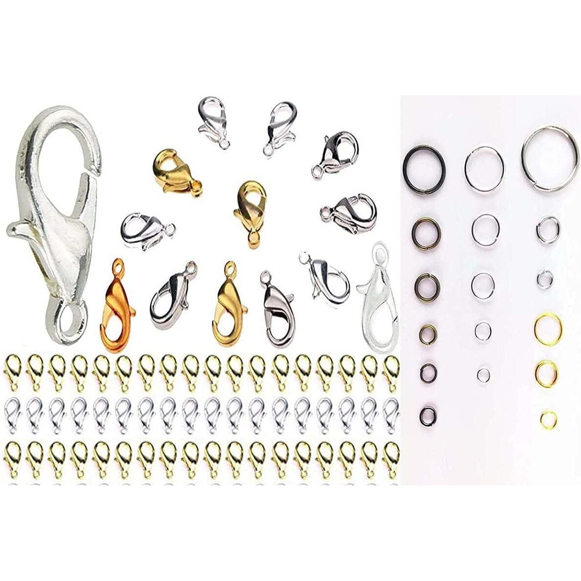 Diy Crafts 100 Grm, Mix Lot, Hardware Accessories 1000+ Jump Rings & 15 Pcs Lobster Claw Clasps, Open Jump Rings 4Mm - 10Mm For Jewelry Making Key Rings Neck (100 Grm, Mix Lot)