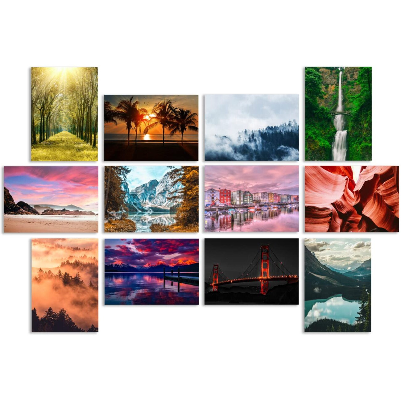 Printelligent Wall Posters Collage For Living Room Bedroom Office Wall Decoration Poster Set Of 12 Size A4 (29 Cm X 21 Cm) (Landscape)