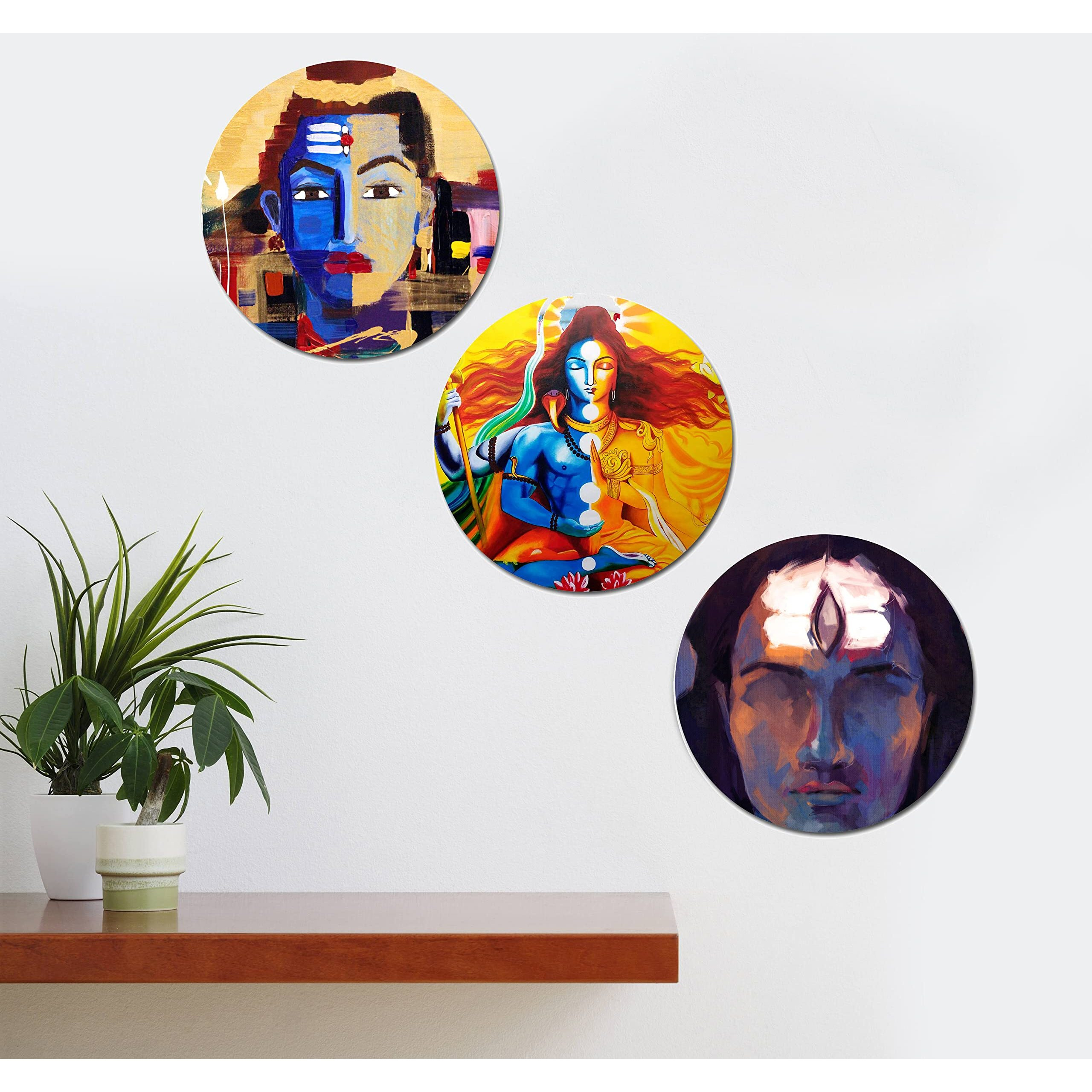 Kartik Digital (Lord Shiva) Print 3 Panel Wall Decor Wall Art Painting For Home, Office Gift (11 X 11 Inches)