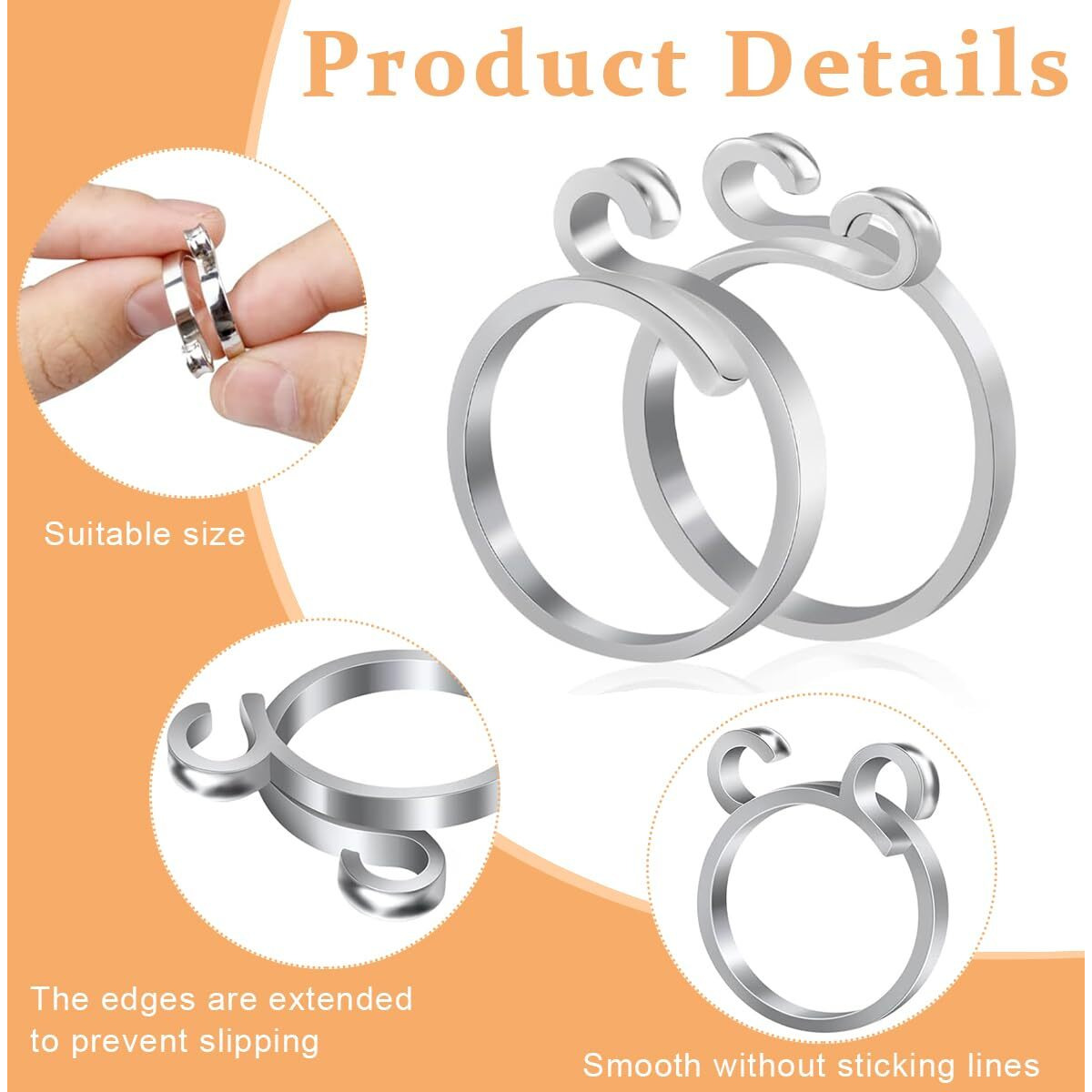 Hasthip 2Pcs Adjustable Crochet Ring For Finger, 2 Styles Adjustable Knitting Crochet Rings Open Crochet Guide Ring Yarn Guide Finger Holder Knitting Thimble For Crocheting Knitting