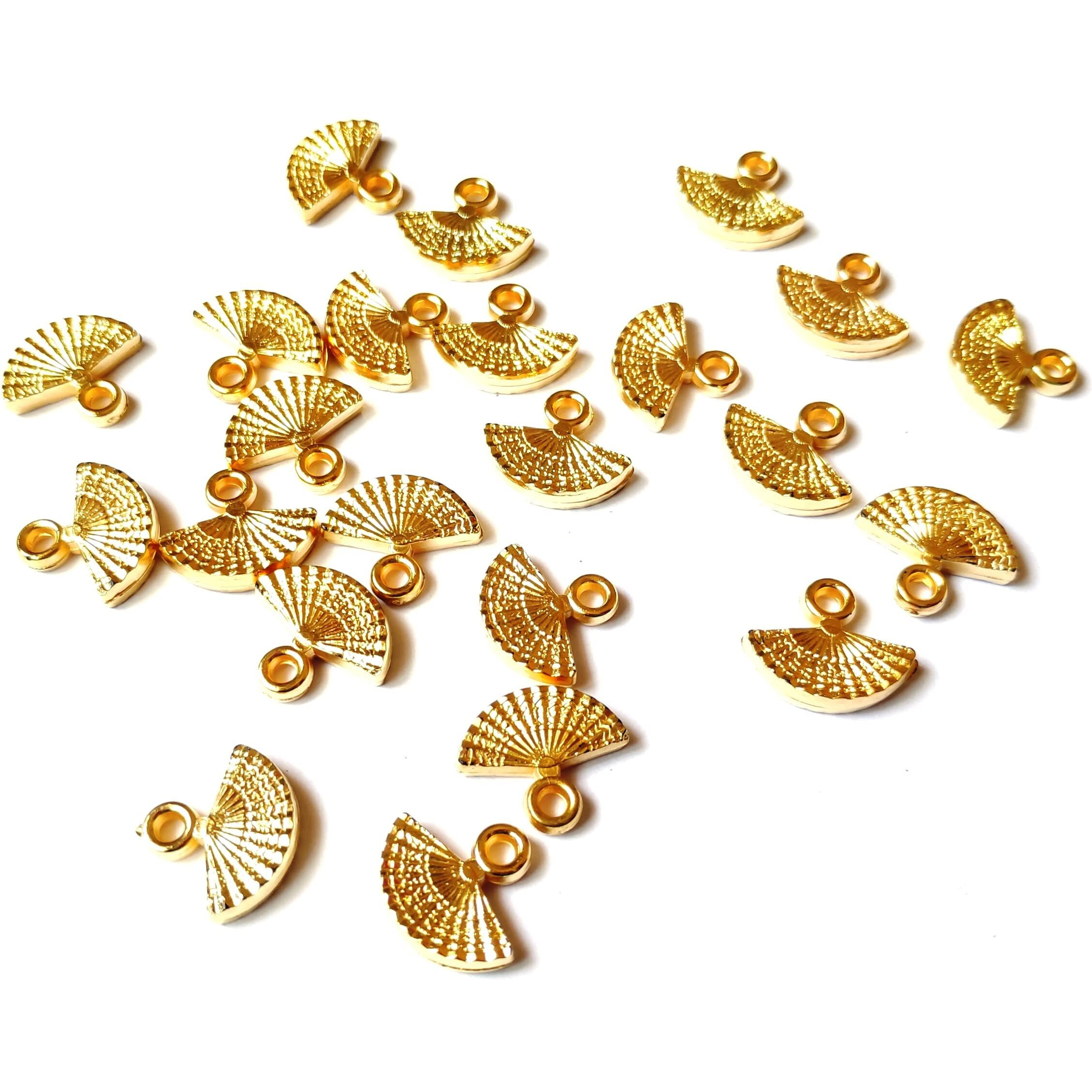 Get-Set-Go Golden Color Fan/Oyster Shape (200Pcs) 1.6Cm Plastic Beads For Jewellery Making, Arts And Crafts Work, Necklace, Bracelet Earring Diy Kit (Oyester)