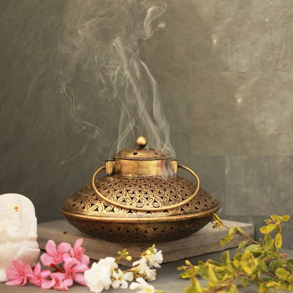Anshika International Wall Hanging Handi Degchi Dhoop Dani Pot Diya Lantern Incense T-Light Candle Holder For Home Decor, Pooja Room, Living Room, Bedroom, Balcony (Degchi 9X8) (Bracket 8X8)