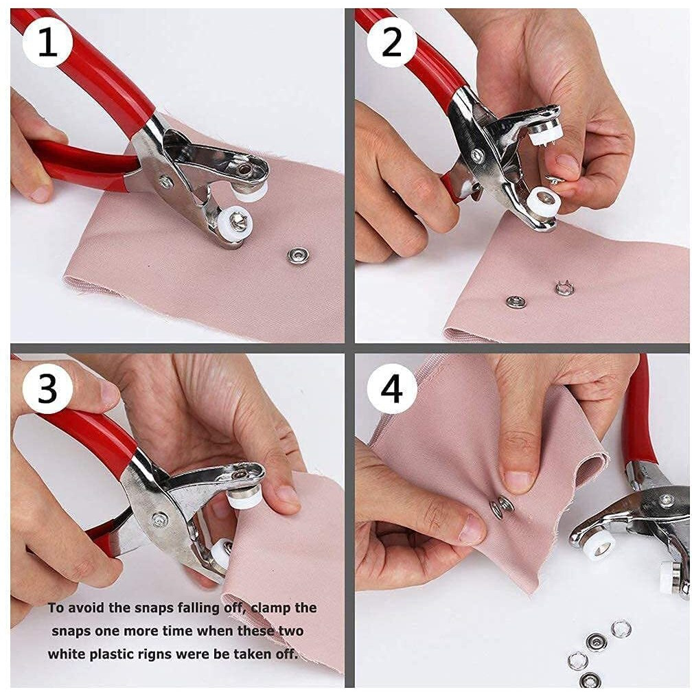 Orrda Thickened Snap Fasteners Kit | Metal Claw Buckle Snap Button Kit With Manual Pliers Ergonomic Eyelet Setting Metal Press Studs Tool Kit For Clothes (Multicolor)