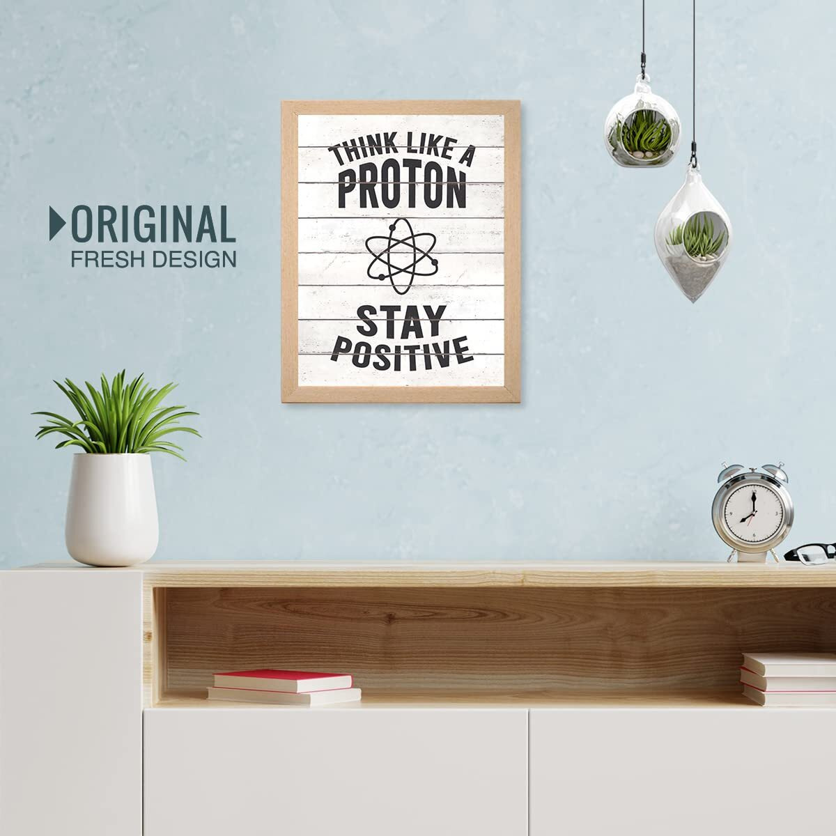 Chaka Chaundh - Motivational Quotes Frames - Framed Posters - Quotes Frames For Office, Student, Entrepreneur - Stay Positive Quotes Wall Frames - Posters With Frame (Think Like A Proton - White Vintage)