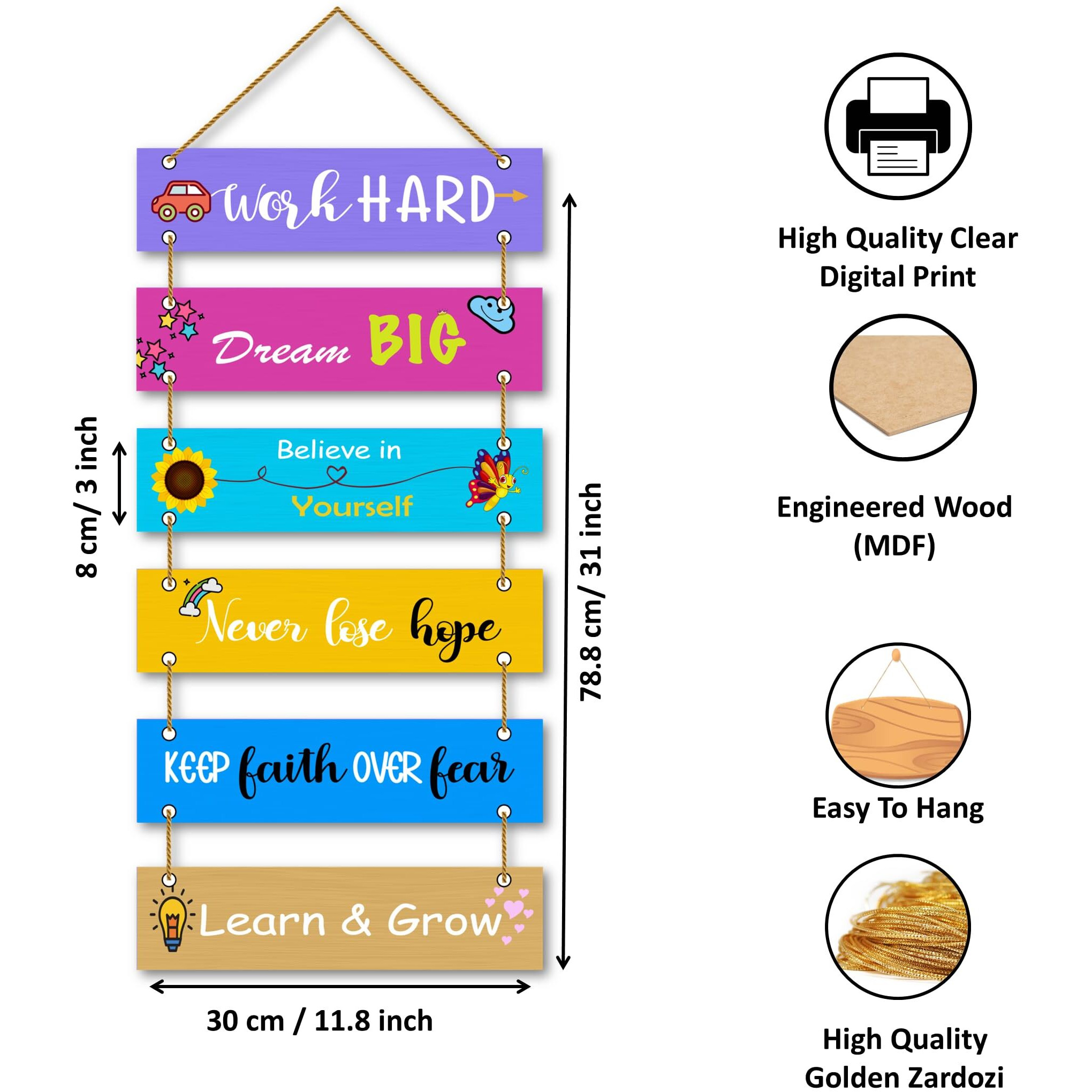 Parkota House Kids Room Decorative Wall Hanging Wooden Art Decoration Item For Living Room | Bedroom | Home Decor | Gifts | Quotes Decor Item | Wall Art For Hall-Multicolored