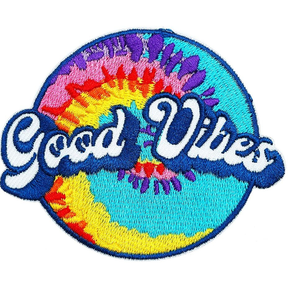 Obokata Iron On Patches, Good Vibes Vibrant Applique Music Embroidered Patch, Colorful Badge Sew On Emblem Diy Accessories For Vest Jackets, Clothes, Hats, Backbags, Pants, Clothing & Jeans.