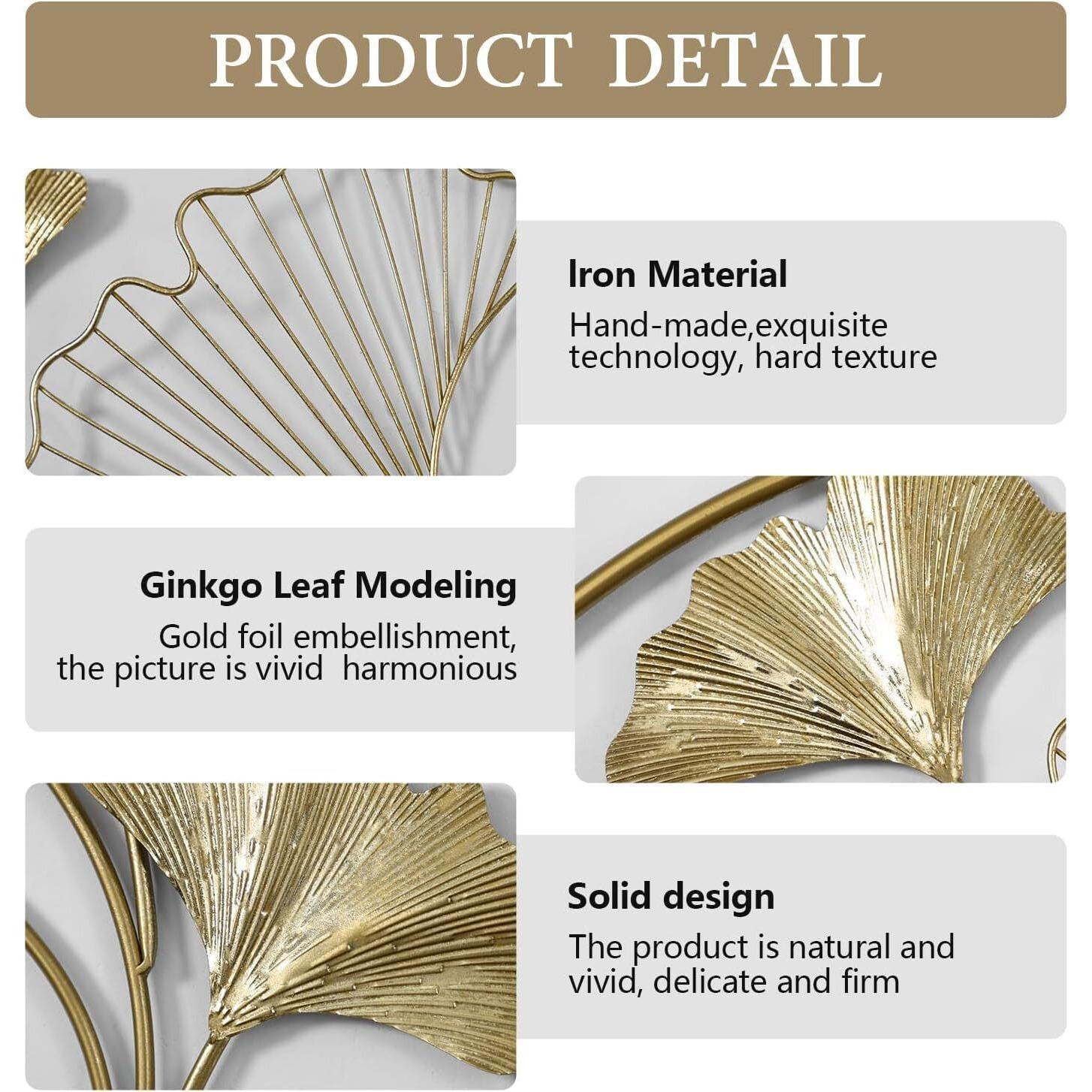 Home And Crafts Metal Gold Round Wall Decor Leaf For Living Room,Modern Leaf Metal Wall Art Wall Sculptures Handmade Home Decoration For Dinning Room/Bedroom/Entryway/Kitchen/Office (24X24 Inch)