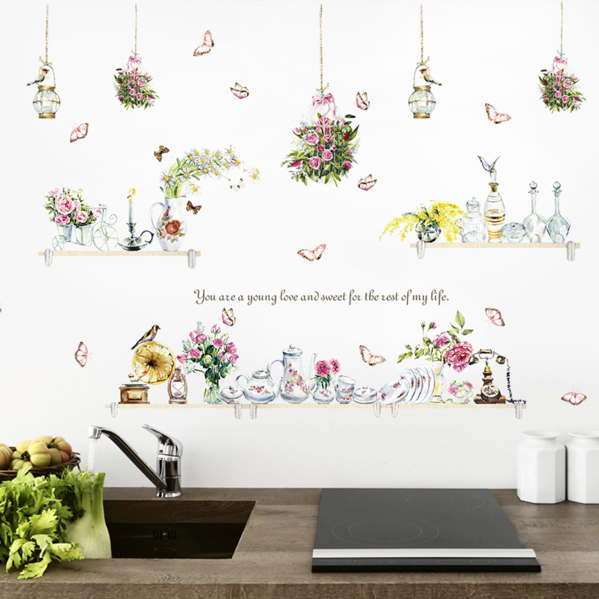 Indian Royals Flying Colorful Butterfly European Style Tableware Kitchen Dining Cabinet Self Adhesive Pvc Vinyl Easy To Apply Wall Dcor & Home Dcor Wall Sticker (60Cm X 90Cm)