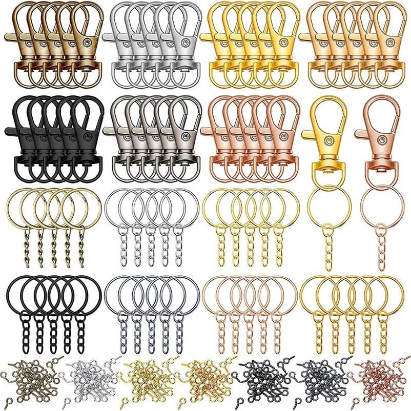 Diy Crafts 50 Pcs Screw Jump Rings, Golden Light, Jewellery Making Item Accessory For Swivel Clasps Metal Lanyard Snap D Hook, Lobster Claw Clasps Keychai (50 Pcs Screw Jump Rings, Golden Light)