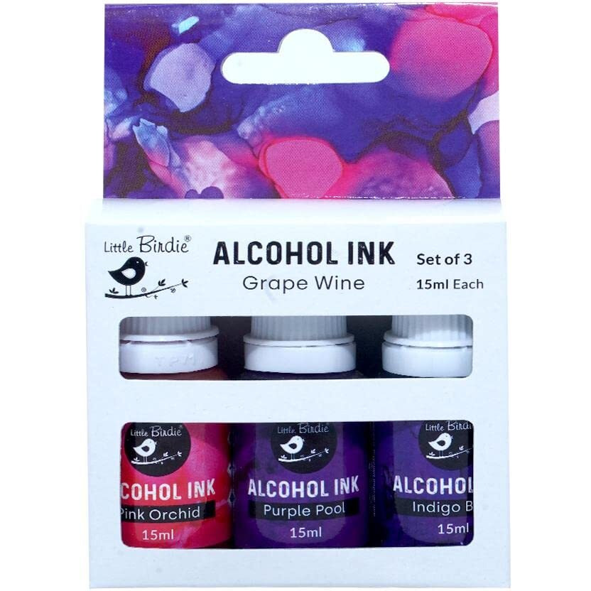 Little Birdie Alcohol Ink - 15Ml, 3Pc (Grape Wine)