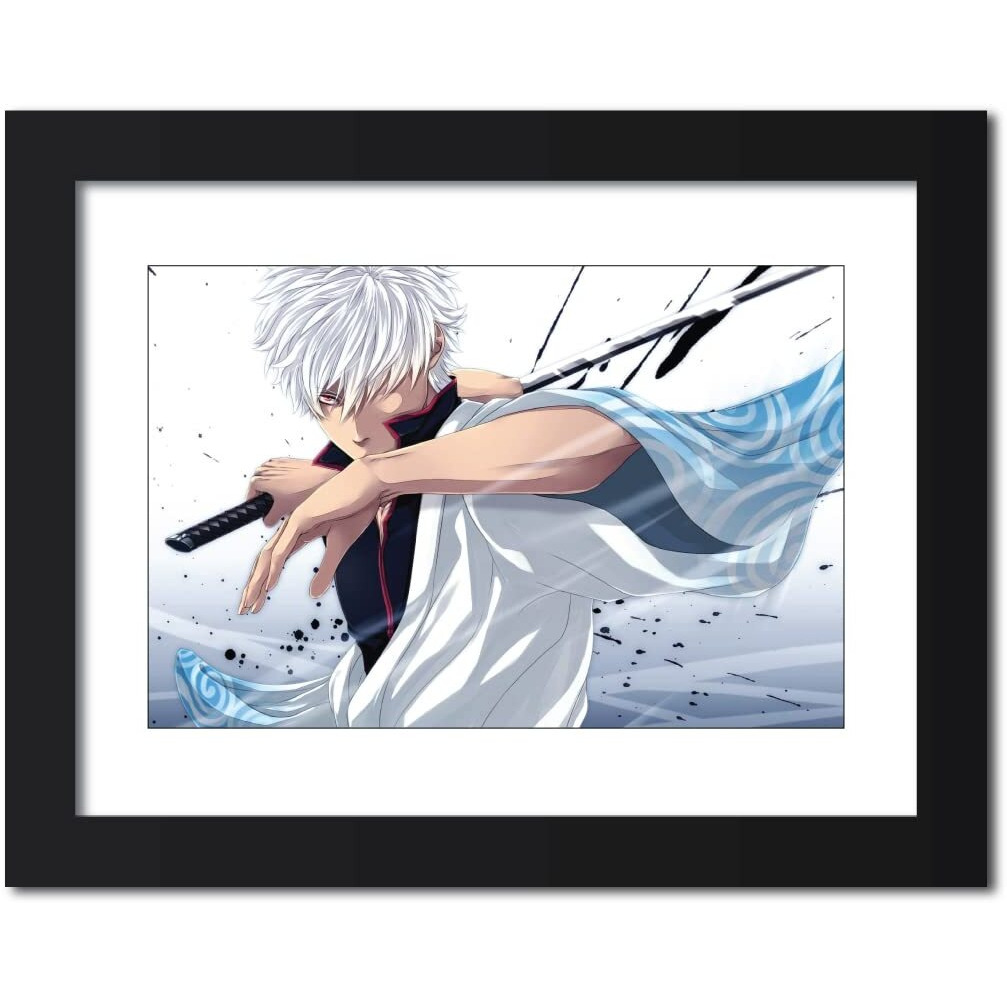 Tenorarts Gintama Gintoki Sakata Poster Anime Laminated Framed Painting With Black Frame (12Inches X 9Inches)