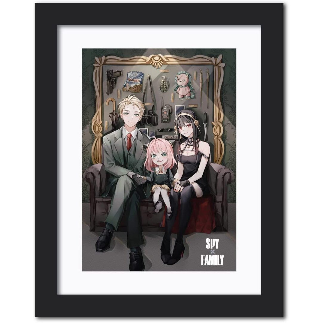 Tenorarts Spy  Family Framed Poster Anime Framed Posters Laminated Framed Painting With Black Frame (12Inches X 9Inches) (Spy X Family)
