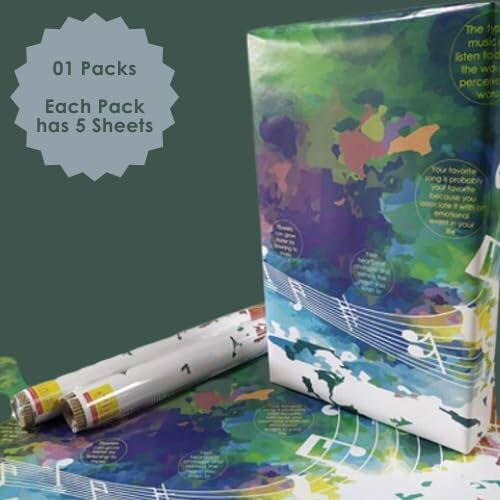 Evince Anniversary Gift Wrapping Paper For Him & Her | Premium Music Wrapper For All Occasion Rakhi Gifting Papers Christmas Diwali Or Office Gifts For Men & Women | 5 Sheets For All Size Boxes