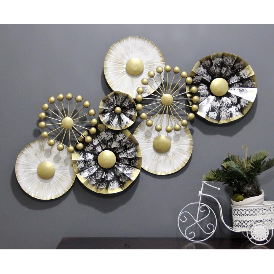 Anshika International Vintage White Flower Metal Wall Art Frame, Wall Hangings For Home Decoration, Wall Sculpture For Living Room, Wall Hanging Decorative Items (Size 35X19 In)