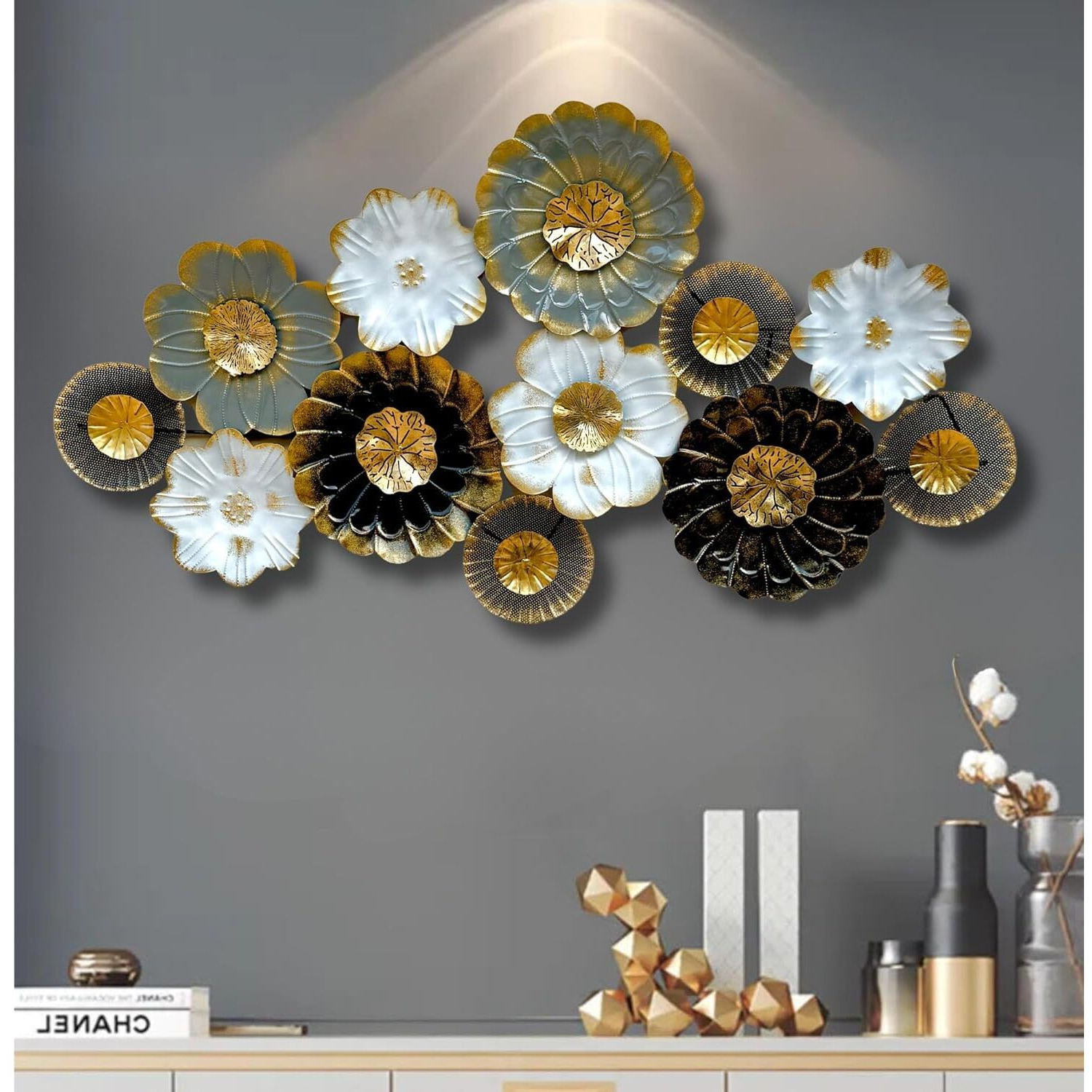 Anshika International Abstract Flower Figures Metal Wall Art Wall Sculpture/Wall Hanging Home Decoration Perfect For Living Room/Hotel/Bedroom/Drawing Room (Size 52X28 Inch)