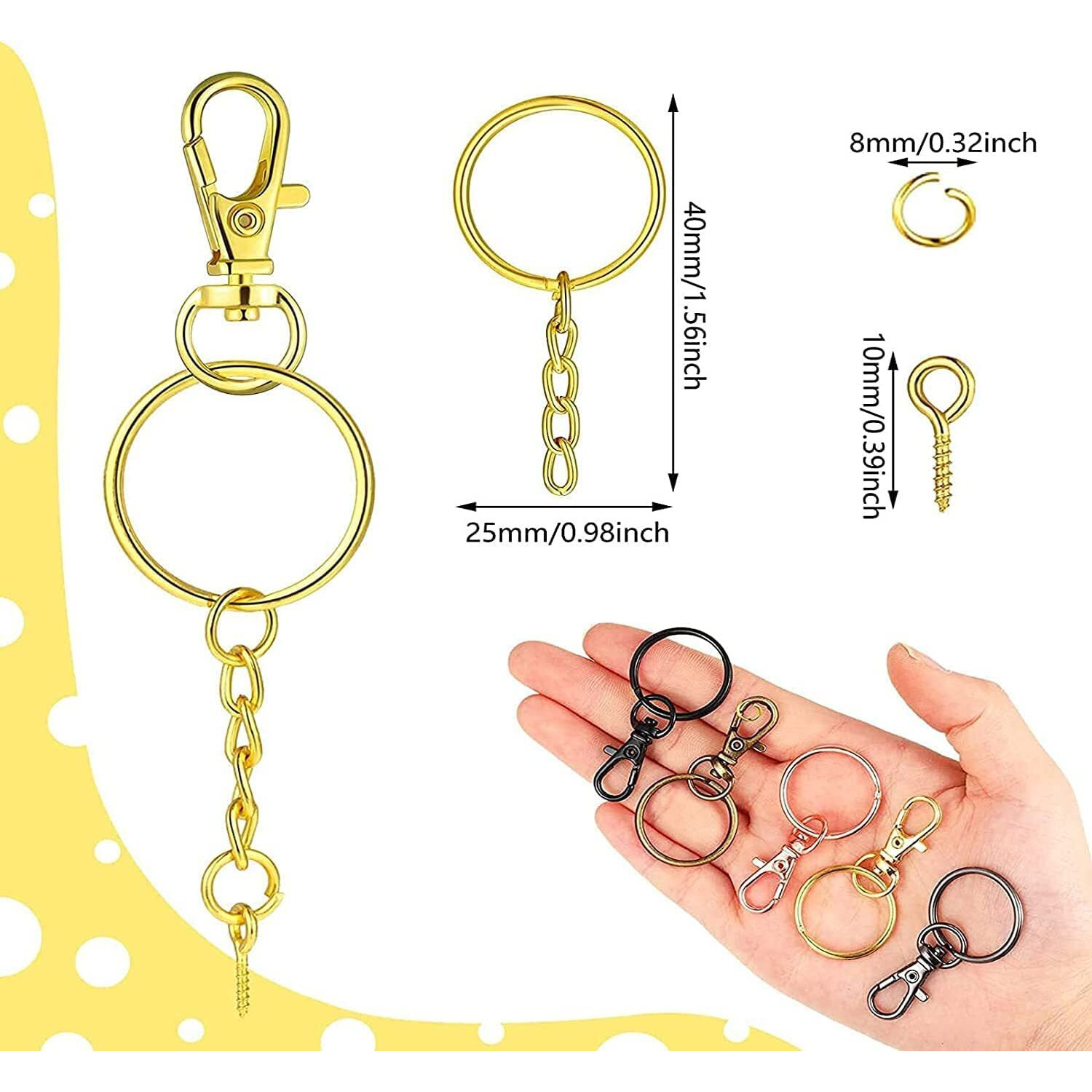 Diy Crafts 100 Pcs, Jump Ring For Metal Lanyard Snap Hook Lobster Claw Clasps Keychain Rings Open Ring Eye Screws Pins For Jewelry Craft, Choice Colors (100 Only Jump Rings, Antique Gold)