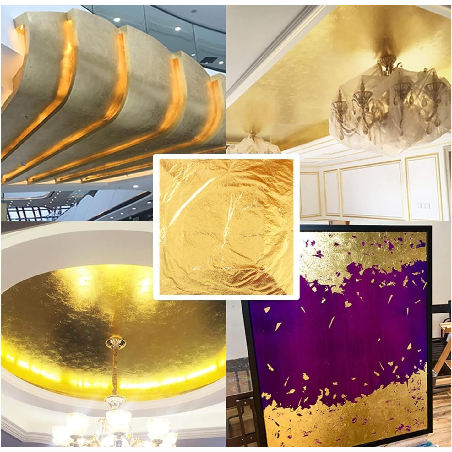 Gold Leaf Company Gold Leafing Studio Gold,100 Sheets, 8 By 8.Cm Gilding Foil -Size 3.14 * 3.35 Inhches (Gold)