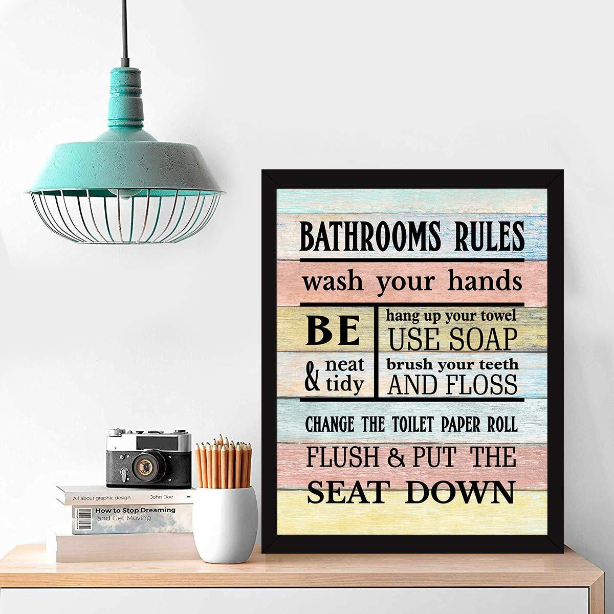 Chaka Chaundh - Bathroom Posters - Bathroom Posters With Frame - Bathroom Quotes Framed Posters - Bathroom Etiquette Poster  Bathroom Rules Poster - (14 X 11Inche) (Multicolor)