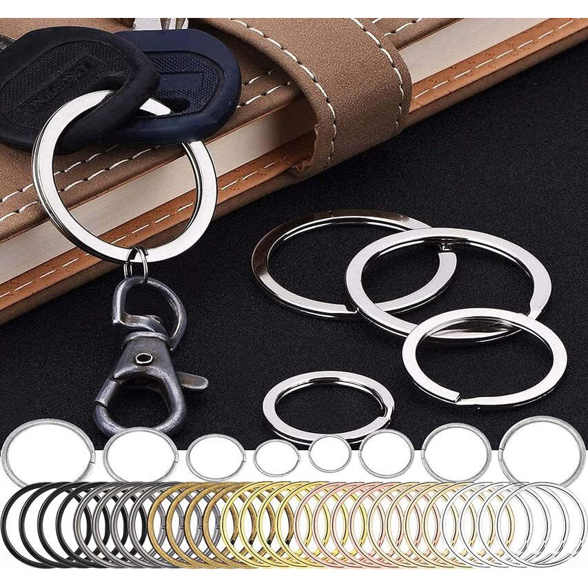 Diy Crafts 15 Pcs, Silver, Stainless Steel Round Flat Split Keychain Ring For Car Keys Organization Diy Attachment - Bulk - 15Mm,20M(15 Pcs, Silver)
