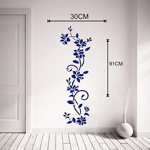 Sticker Yard 'Blue Flowers Floral' Wall Sticker & Decal Stickers Color - Blue (Size 30 Cm X 91 Cm)