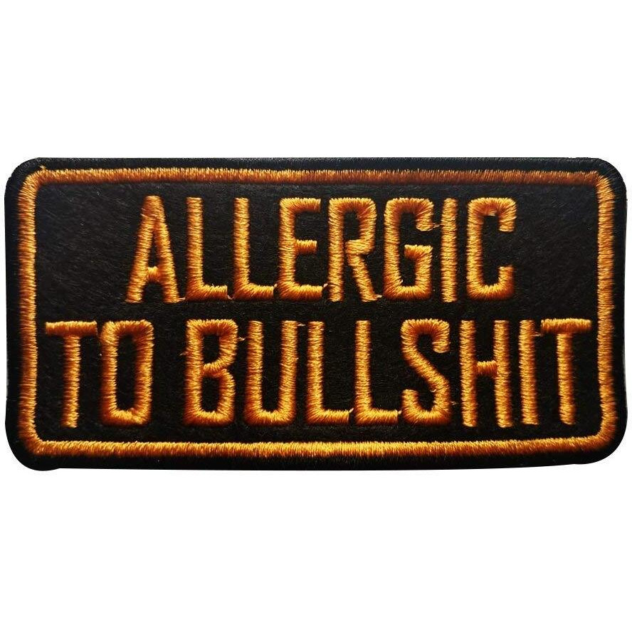 Motohog Unique Embroidered Iron & Sew On Patch (Aller-Gic To Bull-Shit, Orange)