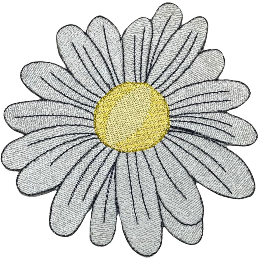 Garaan - Machine Embroidered Applique, Embroidery Patch, Sew On Patches, Diy Projects, Daisy Flower White(Pack Of 5)