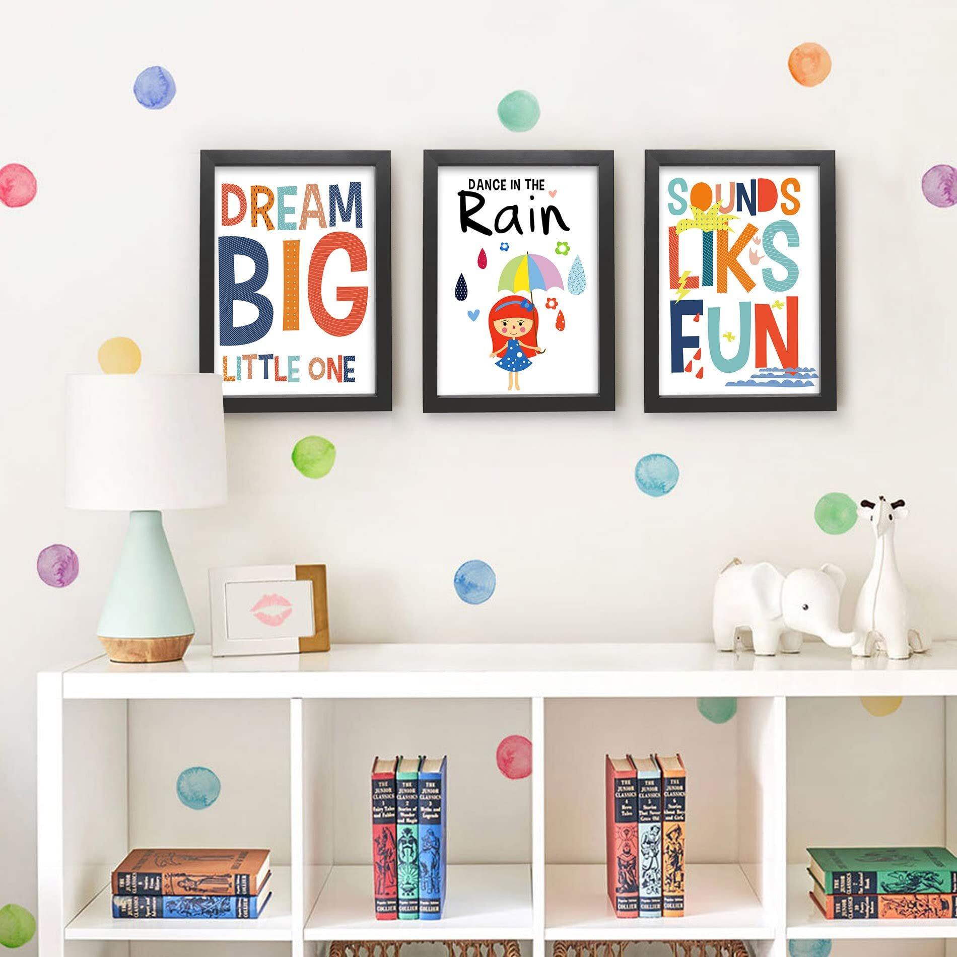 Tied Ribbons Kids Room Wall Dcor Art Poster Inspirational Framed Printed Painting For Boys Girls Bedroom (Set Of 3, 13.6 Inch X 10.2 Inch)