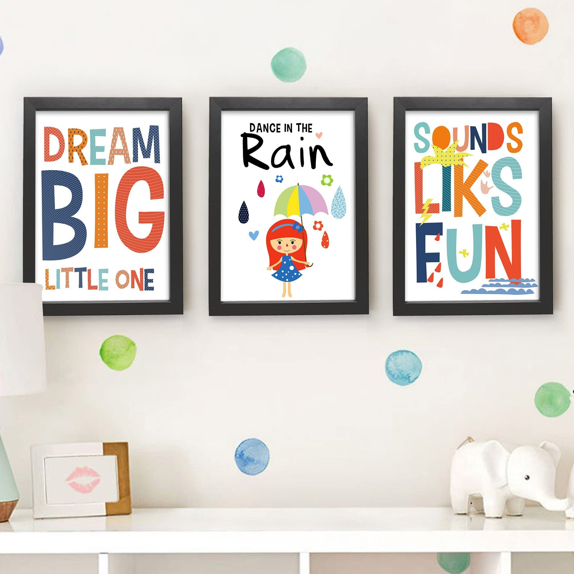 Tied Ribbons Kids Room Wall Dcor Art Poster Inspirational Framed Printed Painting For Boys Girls Bedroom (Set Of 3, 13.6 Inch X 10.2 Inch)