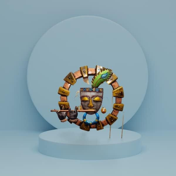 Rsn Krishna Flute Wall Decoration, Metal Wall Sculpture, Modern Metal Wall Decor, Wall Art For Bedroom, Wall Hanging & Decorative Mounted Art Sculpture For Living Room - 23X23 Inch