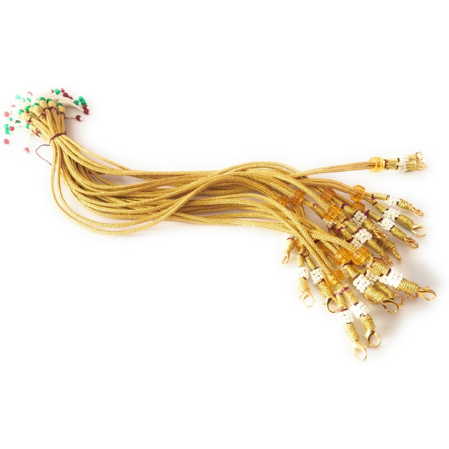 Sharalle Art Deco Adjustable Necklace Back Rope With Hook And Tassel For Jewellery Finding, Haar Ki Dori, Necklace Cord, Golden Back Ropes With Beads Tassels And Hook (Pack Of 6)