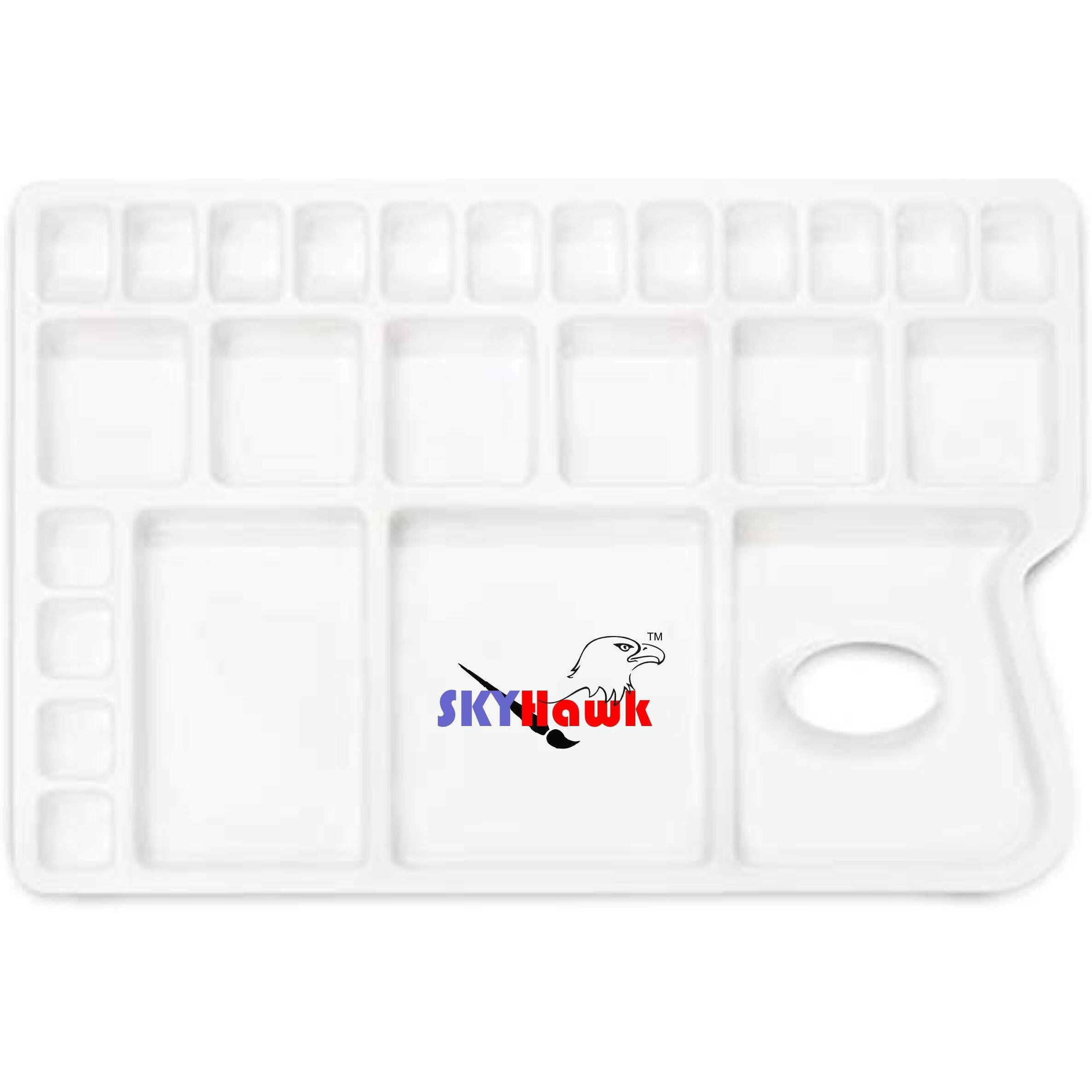 Skyhawk Rectangle Shape 16 Color Compartments, 2 Water Storage Compartment And 8 Mixing Compartment, Size 305Mm X 223Mm Colour Mixing Palette/Tray For Artist/Students