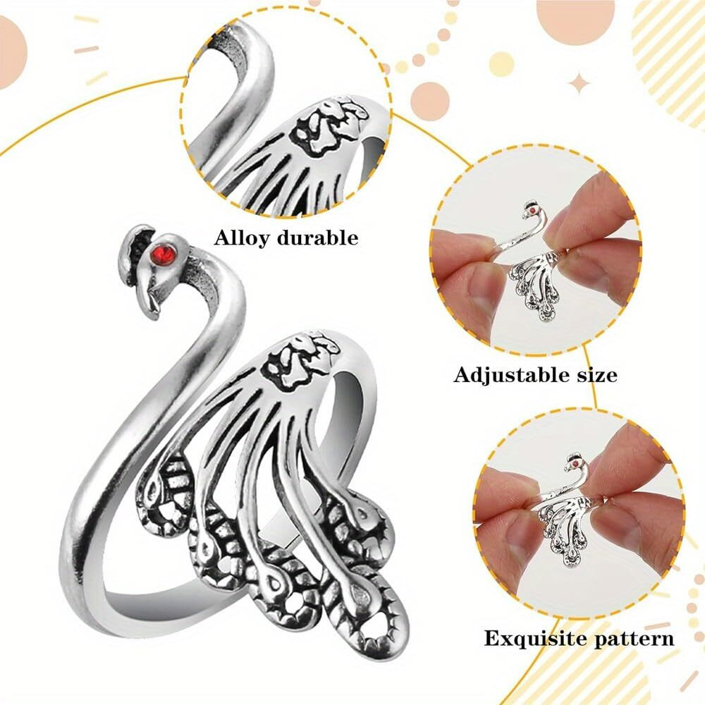 Tozkyn Crochet Ring 4 Pcs For Crocheting Adjustable Knitting Tension Ring For Finger Yarn Tension Ring Fashion Style Accessories, Yarn Holders For Crochet, Crochet Rings Embroidery, Crochet Ring Hook