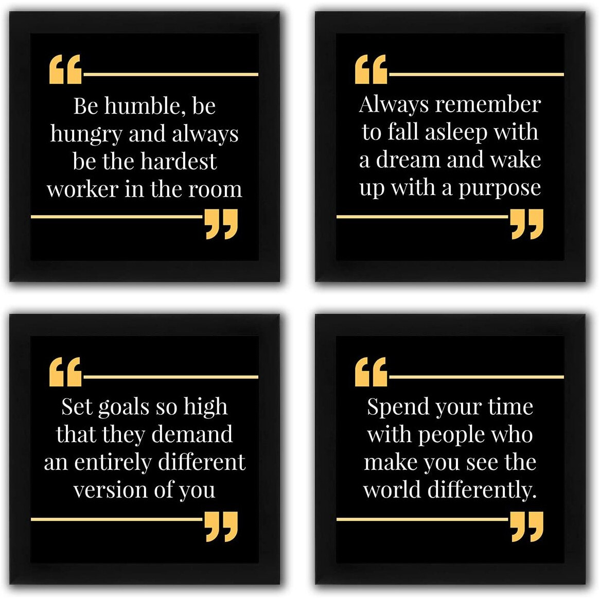 Interio Crafts Set Of Motivational Quotes Framed Poster Office And Home Wall Decor, Set Of 4 Inspirational Quotes Posters, Frame Size 9 X 9 Inches.
