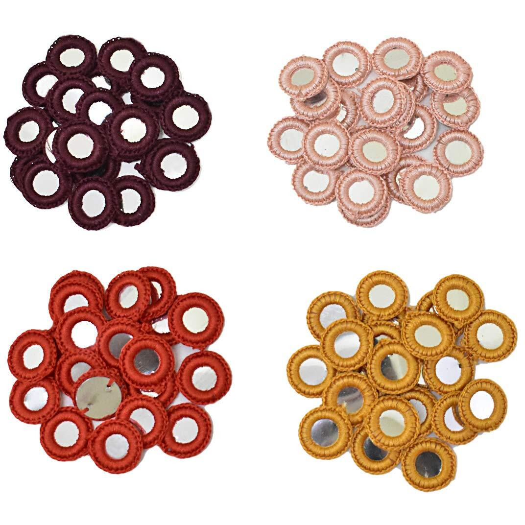 Embroiderymaterial 100 Pcs Acrylic Embroidery Crochet Mirrors For Craft, Dress Designing, Jewellery Making, Embellishments & Decorative Projects (20Mm, Maroon, Peach, Orange, Mustard Yellow - 25 Each)
