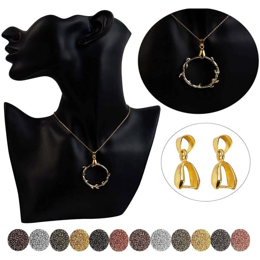 Diy Crafts 150 Pcs, Antique Bronze, Metal Pinch Clip Bail Clasp Dangle Bead Pendant Connector Findings For Jewelry Making (150 Pcs, Antique Bronze)