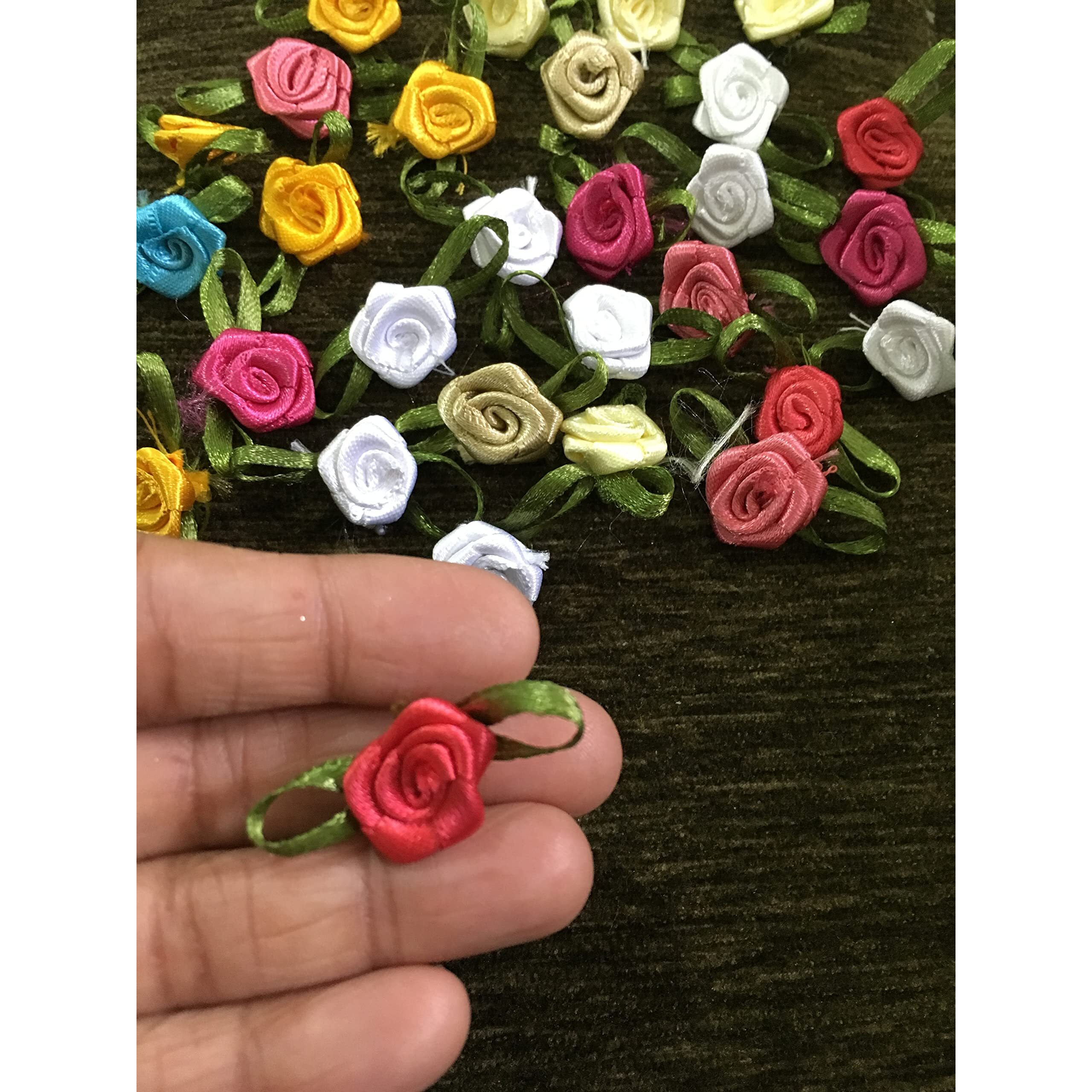 Artificial Flowers Rose Flowers Decoration Satin Flower Patches Patch For Clothes Craft Blouse Hair Jewellery Imitation Dresses Dupatta Suits, Sarees Gowns 25 Pieces Decoration Hanging Hair Styling