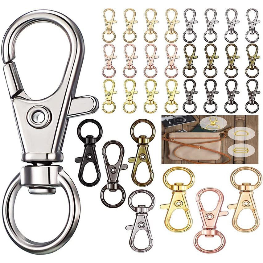 Diy Crafts 2 Pcs Swivel Snap D Hooks, Golden, Round Swivel Snap Hooks And Round Rings, Metal Swivel Lanyard Snap Round Hook, Slide Buckle For (2 Pcs Swivel Snap D Hooks, Golden)