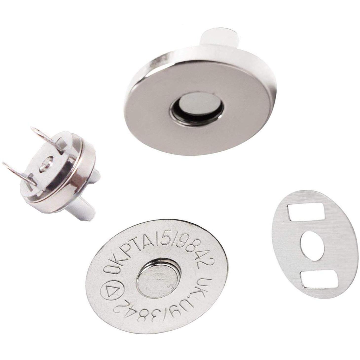 Diy Crafts 20 Pcs Pack, Silver C, Pack Magnetic Clasps, Snaps, Fasteners, Button Replacement Kit, Perfect For Purse, Bag, Clothes, Leather, Silver, Diameter Purse(20 Pcs Pack, Silver C)