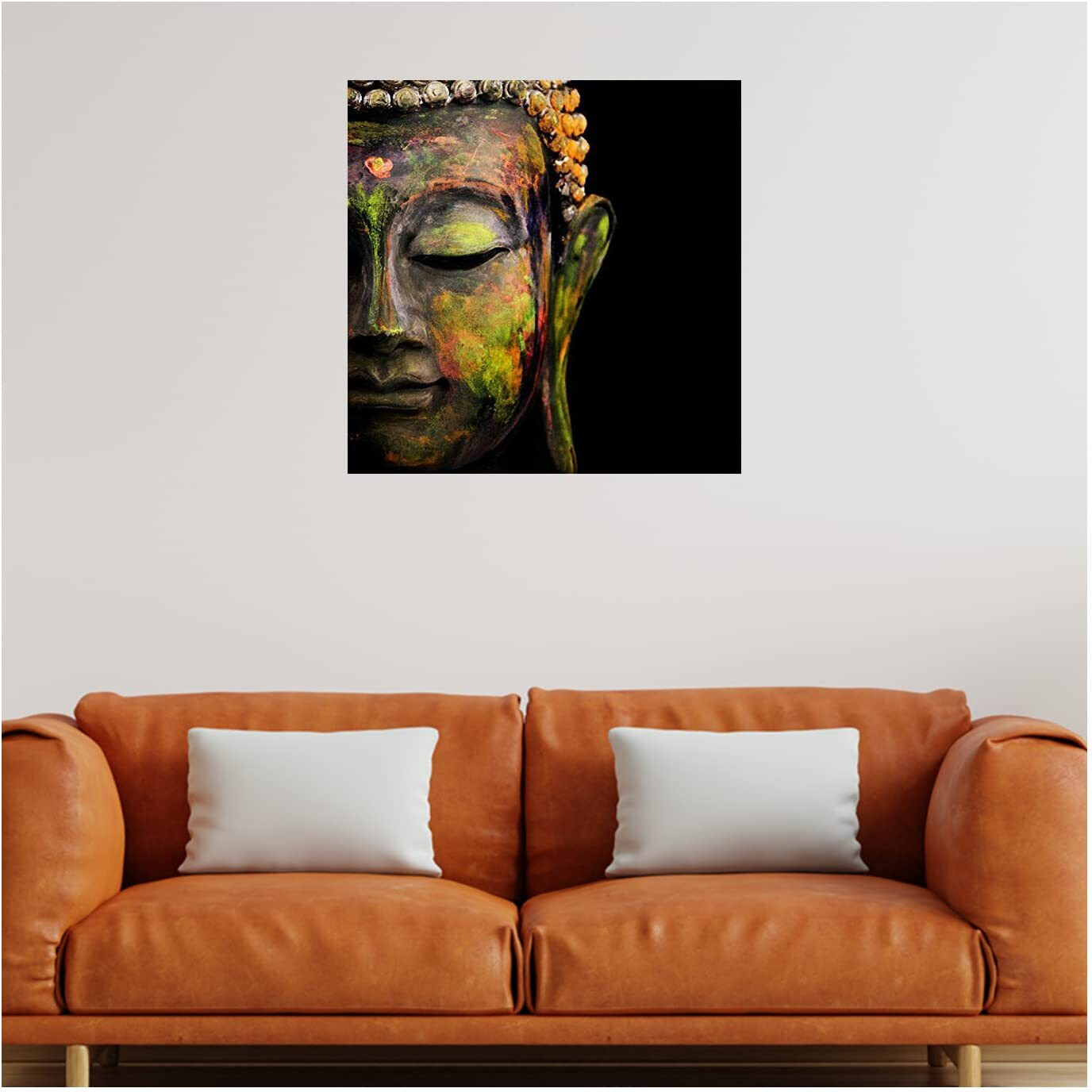 Printelligent Buddha In Meditation Canvas Painting (Unframed) Multi Size (18 X 18 Inch)