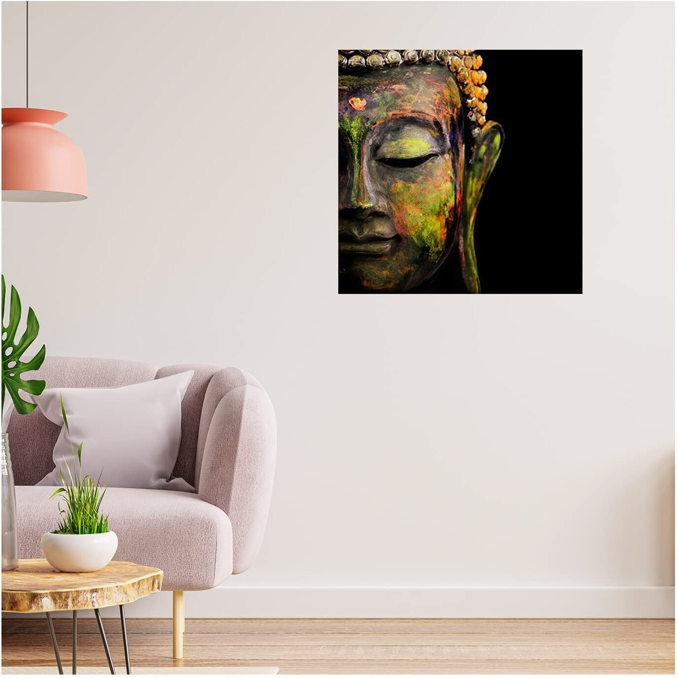 Printelligent Buddha In Meditation Canvas Painting (Unframed) Multi Size (18 X 18 Inch)