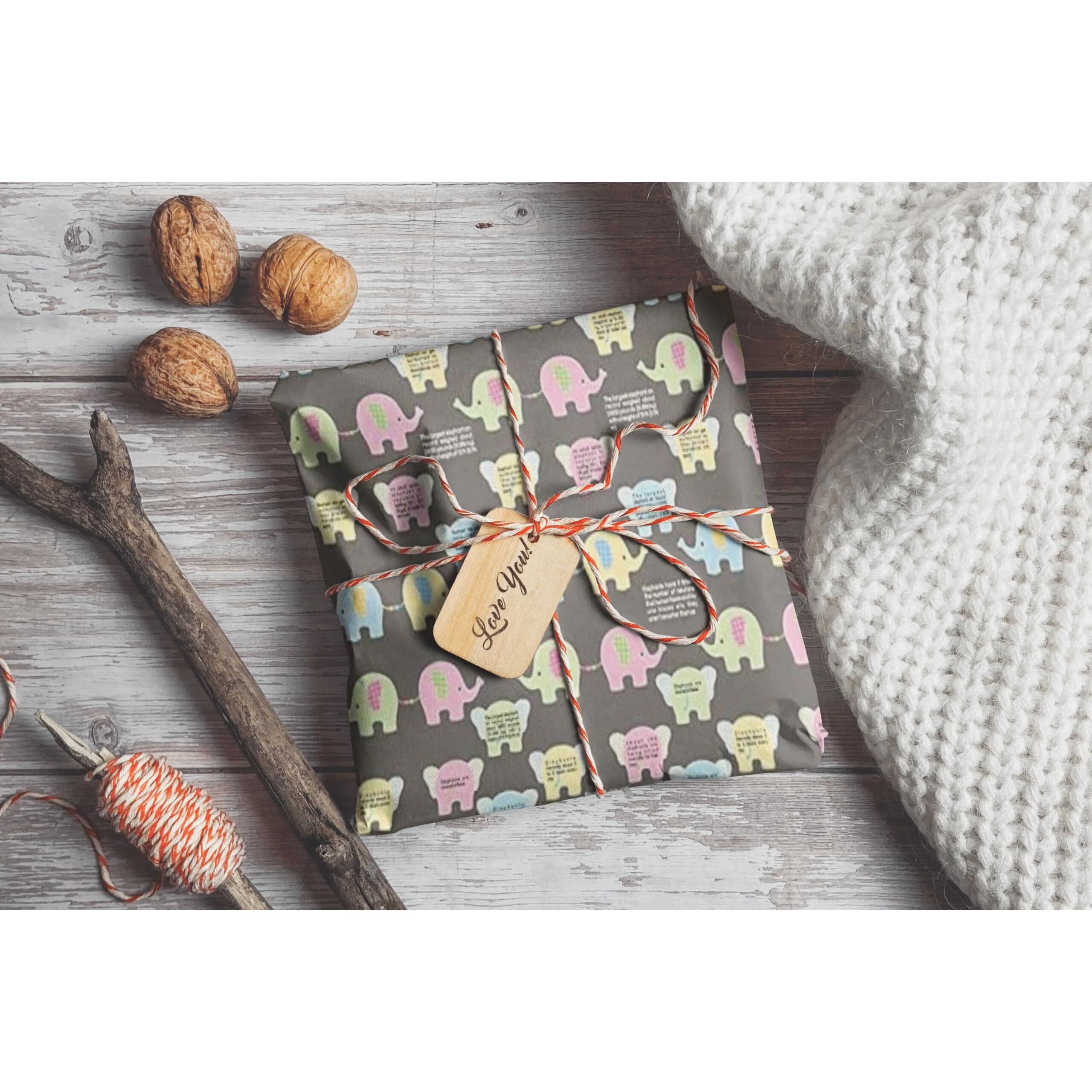 Accuprints Gift Wrapping Paper Pack Of 5|Design Elephant Print |Size 20 X 30 Inch