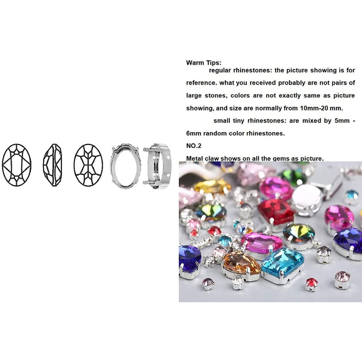 Diy Crafts 15 Pcs, Royal Blue, Sew On Glass Rhinestone Metal Back Prong Setting Sewing Claw Rhinestone Mixed Shapes For Costume, Clothes, Garments, Dress, Ear (15 Pcs, Royal Blue)