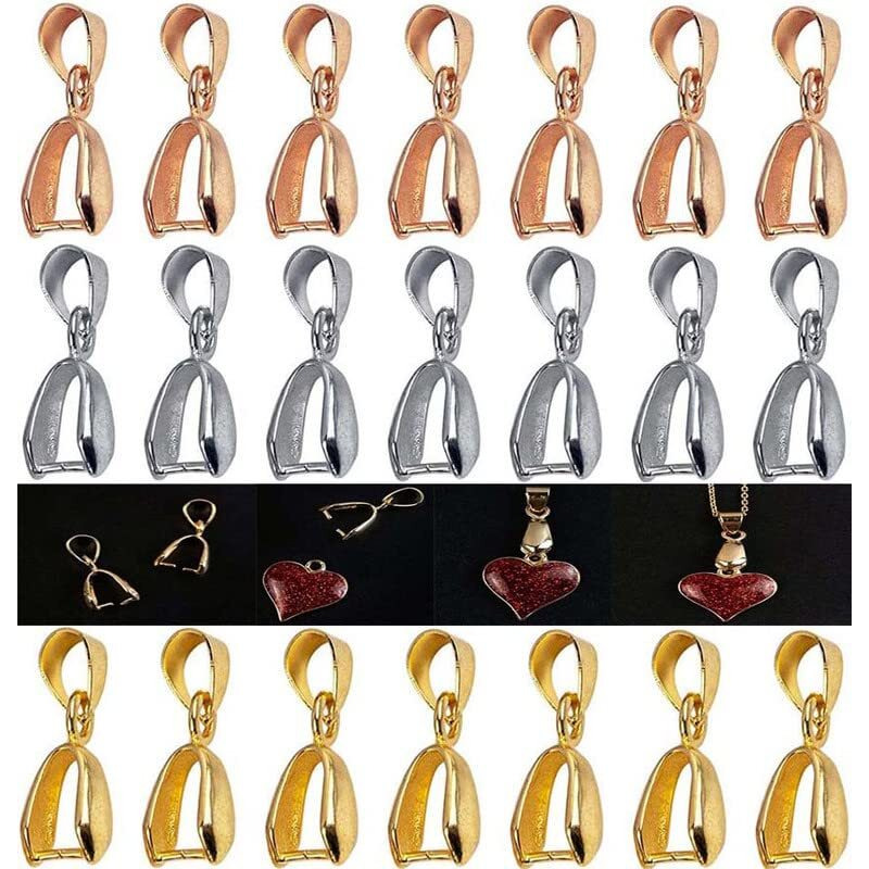 Diy Crafts 60 Pcs, Silver, Metal Pinch Clip Bail Clasp Dangle Bead Pendant Connector Findings For Jewelry Making Buckles (60 Pcs, Silver)