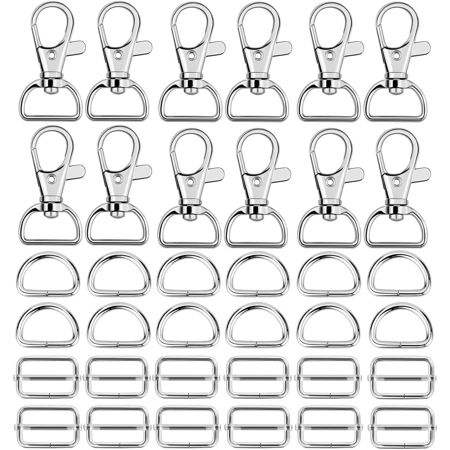 Diy Crafts Key Chain Hooks With Key Rings And D Rings Bulk For Lanyard Supplies (Small Size) (2 Sets, Swivel Clasp Split Ring D Ring)