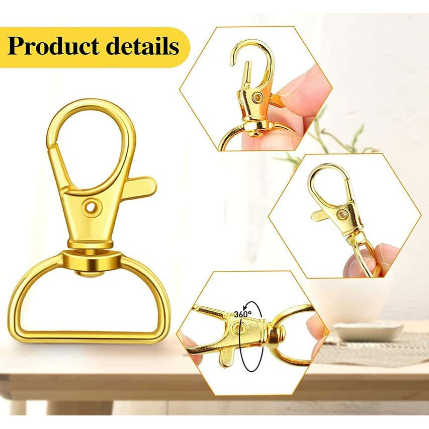 Diy Crafts Key Chain Hooks With Key Rings And D Rings Bulk For Lanyard Supplies (Small Size) (2 Sets, Swivel Clasp Split Ring D Ring)