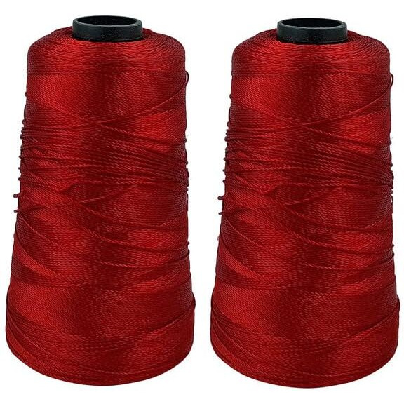 Aakriti Viscose Rayon Art Silk Yarn - Embroidery Crochet Knitting Lace Trim Jewellery Making Bag Making Thread (2 Pcs, Dark Red)